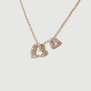 Y2k Millennium 3d Double Duo Sparkly Slider Heart Punked out Necklace